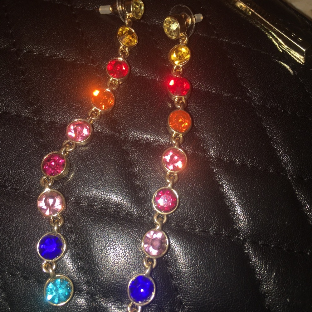 🌈Rainbow Love Gem Drop Earrings!!! - Picture 2 of 2